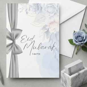 Elegante Eid Mubarak Cartão de Saudação Floral Azu