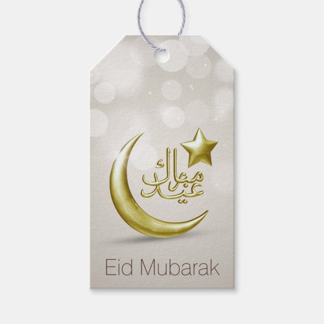 Elegante Eid Mubarak Dourada Moon Star - Etiqueta  (Frente)
