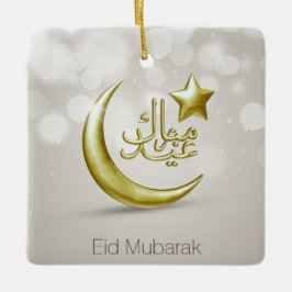 Elegante Eid Mubarak Dourada Moon Star - Ornamento