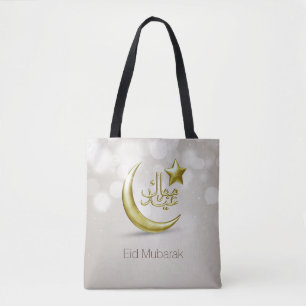 Elegante Eid Mubarak Dourada Moon Star - Tote Bag
