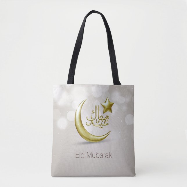 Elegante Eid Mubarak Dourada Moon Star - Tote Bag (Frente)
