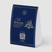 Elegante Eid Mubarak Sinal de Mesa Tent Navy & Gol
