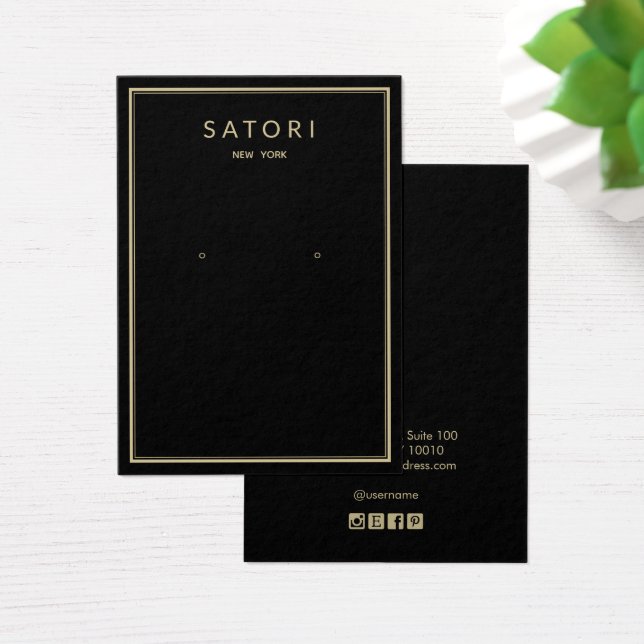 Elegante Elegante Black Dourado Border Earring Jew (Mesa)