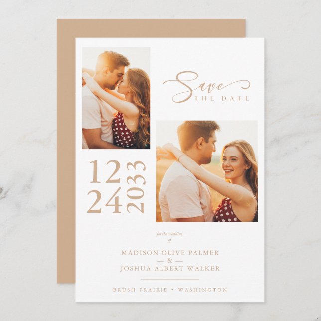 Elegante Elegante Efeito Dourado 2 Fotos De Casame (Frente/Verso)