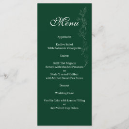 Elegante Emerald Green Menu Folha