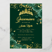 Elegante Emerald Rosa Swirl Dourado Quinceanera