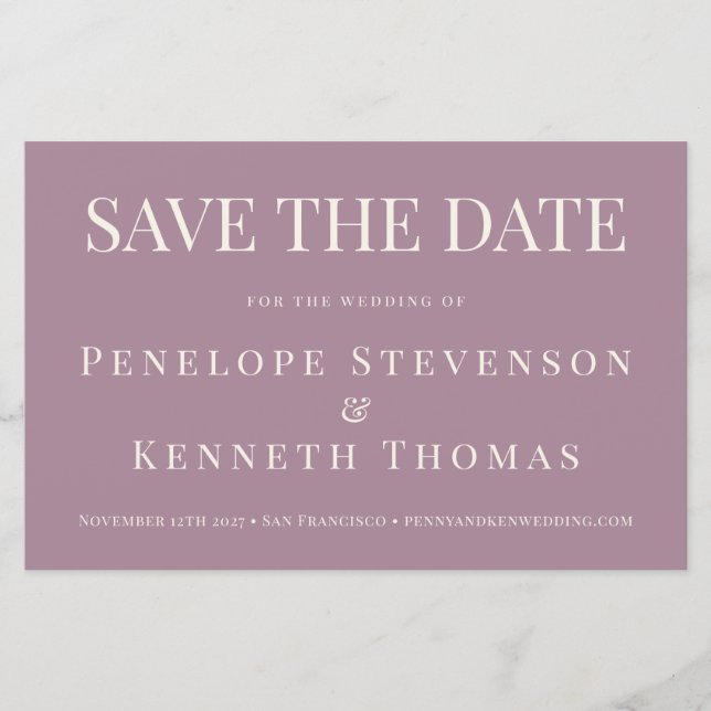 Elegante empoeirado lilás orçamento Save The Date (Frente)