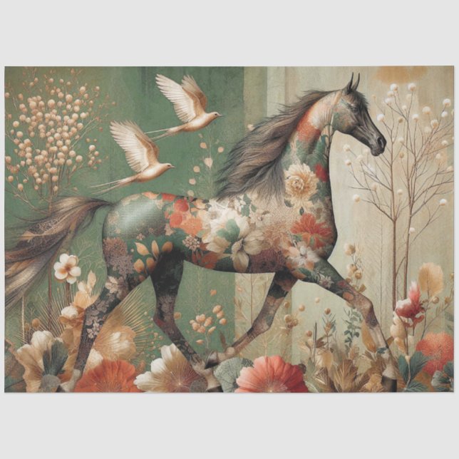 Elegante Equino, Cavalo, Decoupage, Papel de Seda (Frente )