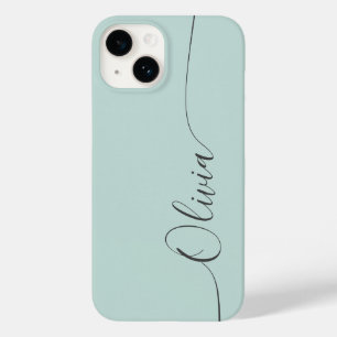 Elegante Escrita Caligráfica Azul Cinza Nome Estoj