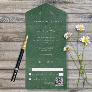 Elegante Escuro Emerald Verde Mínimo QR Moderno