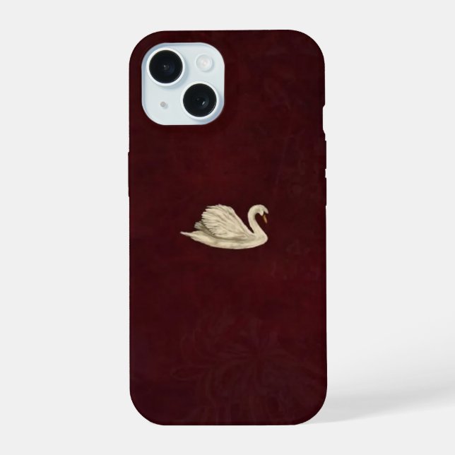 Elegante Estojo de Telefone em Burgundy com Cisne  (Verso)