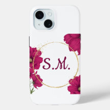 Elegante Estojo de Telefone Floral Rosa com Círcul