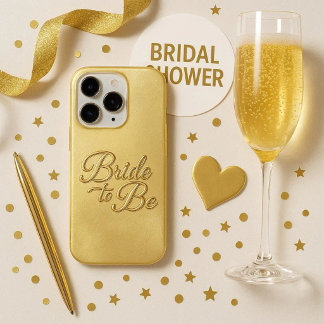 Elegante Estojo de Telefone para Noiva em Dourado