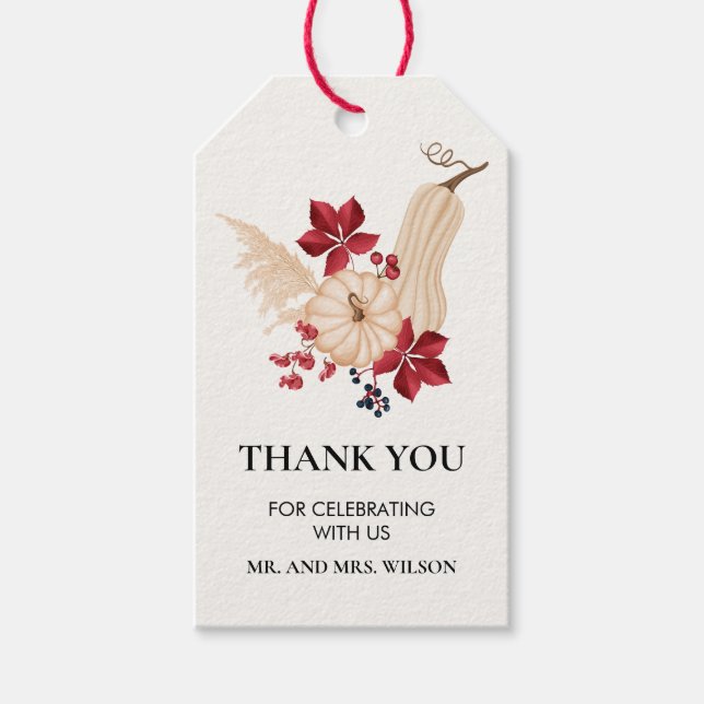 Elegante Etiqueta de Agradecimento de Abóbora de O (Frente)