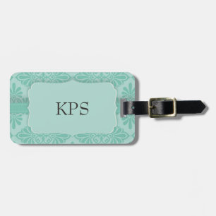 Elegante Etiqueta de Bagagem com Monograma Teal Or