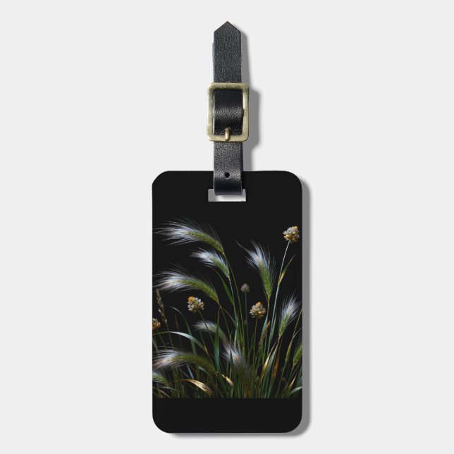 Elegante Etiqueta de Bagagem de Grama Dourada (Frente Vertical)