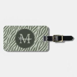 Elegante Etiqueta de Bagagem Estilo Zebra Verde Sa