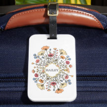 Elegante Etiqueta de Bagagem Floral Pastel Persona
