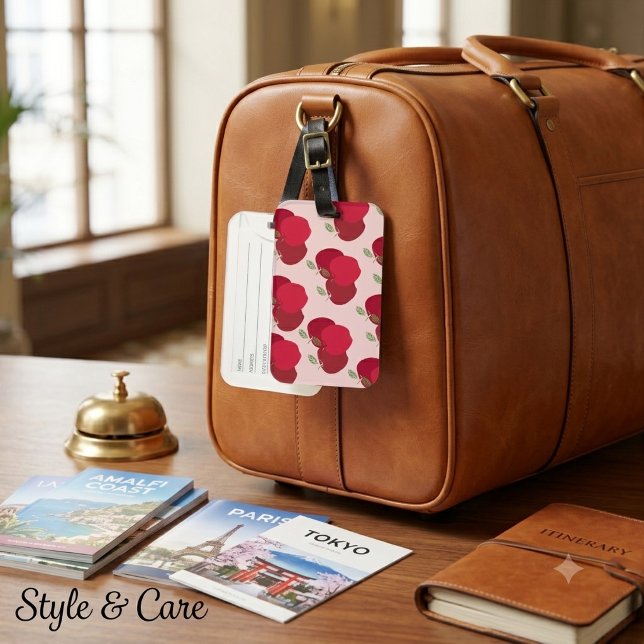 Elegante Etiqueta de Bagagem Maçã Inspirada em Fru (Stylish Fruit-Inspired Apple Luggage Tag)