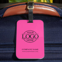 Elegante Etiqueta de Bagagem Rosa Bight Logotipo d