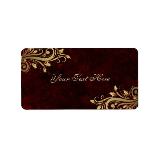 Elegante Etiqueta de Endereço de Natal Vermelho co