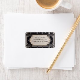 Elegante Etiqueta de Endereço de Remessa Preta e B