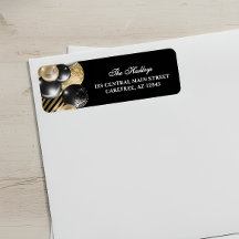 Elegante Etiqueta de Endereço de Remetente Preto e