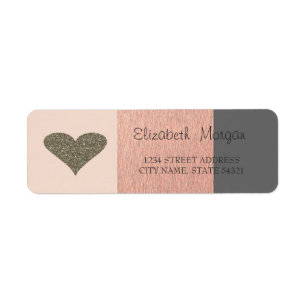 Elegante etiqueta de endereço listrada com coração