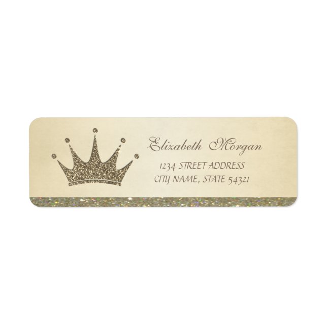 Elegante Etiqueta de Endereço Tiara Glitter Sofist (Frente)