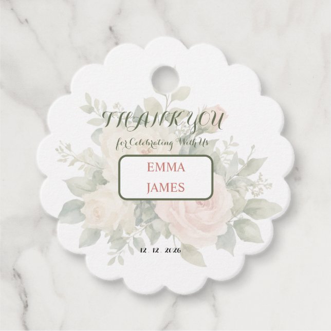 Elegante Etiqueta de Favor de Casamento com Eucali (Frente)