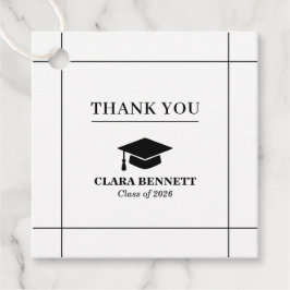 Elegante Etiqueta de Favor de Formatura Preto e Br