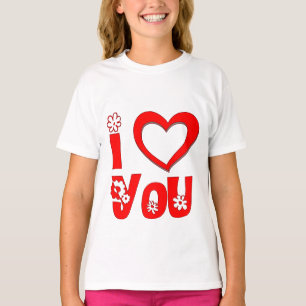 Elegante Eu Te Amo Camiseta Vermelha Minimalista