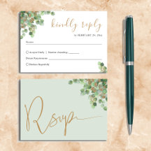 Elegante Eucalipto Verde Botânico Dourado RSVP