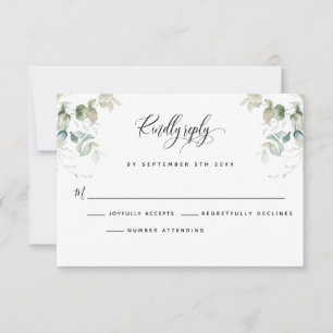 Elegante Eucalyptus deixa placa Greenery RSVP