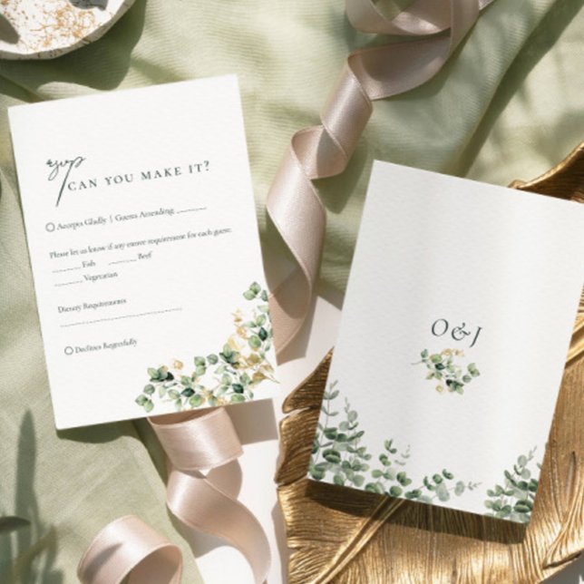 Elegante Eucalyptus Foliage Wedding RSVP (Criador carregado)