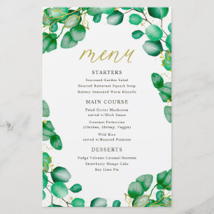 Elegante Eucalyptus Greenery Menu Casamento