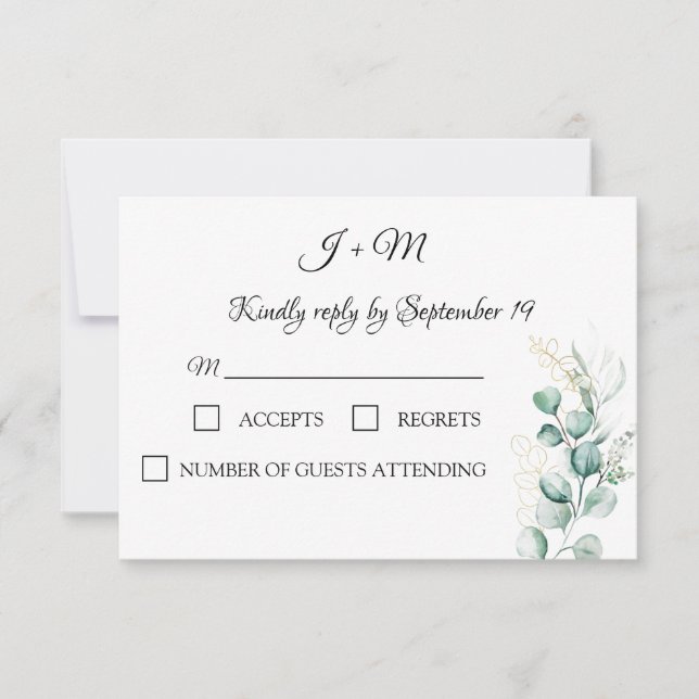 Elegante Eucalyptus Greenery Rustic Modern RSVP (Frente)
