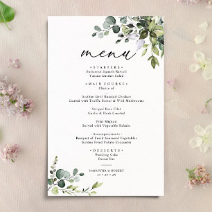 Elegante Eucalyptus Greenery Simple WedMenu