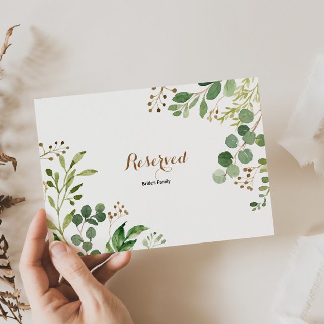 Elegante Eucalyptus Leaf Greenery Sinal Reservado (Criador carregado)