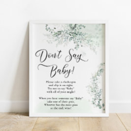 Elegante Eucalyptus Não diga Poster bebê