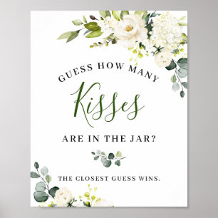 Elegante Eucalyptus White Roses Floral Poster