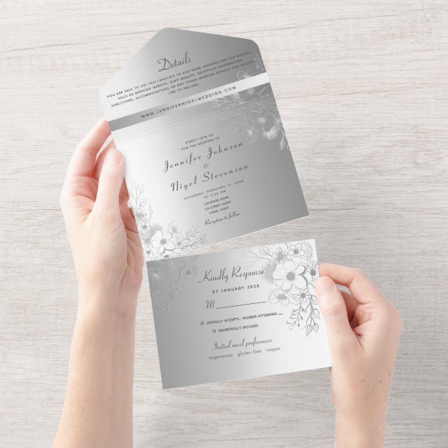 Elegante Falso Casamento Prata (Tearaway)
