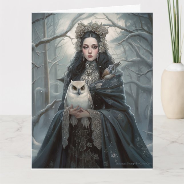 Elegante Fantasia Deusa Yuletide Cartão Saudação (Frente)