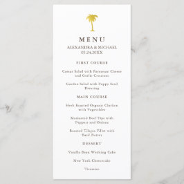Elegante Faux Dourado Palm Tree Weding Menu | Verd