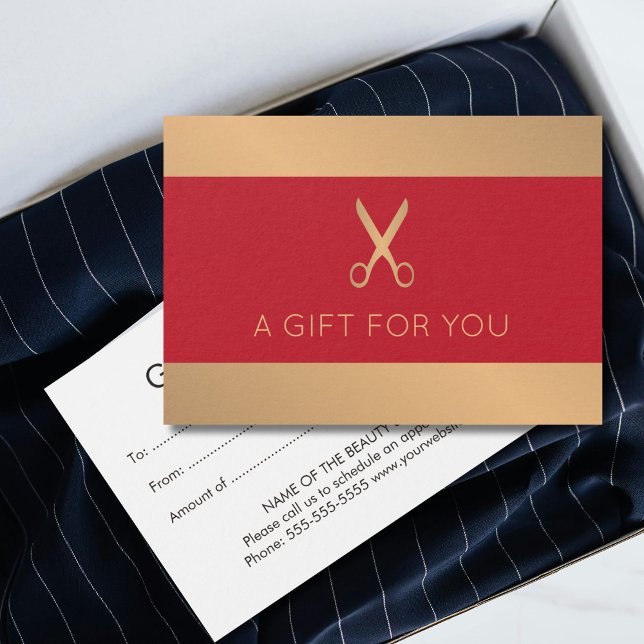 Elegante Faux Dourado Red Beauty Salon (Criador carregado)