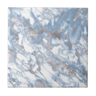 Elegante Faux Marble White Dusty Silver