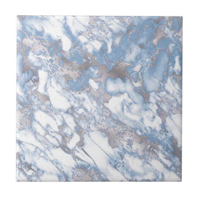 Elegante Faux Marble White Dusty Silver (Frente)