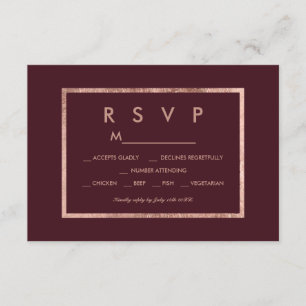 Elegante faux rosa gold frame marsala RSVP