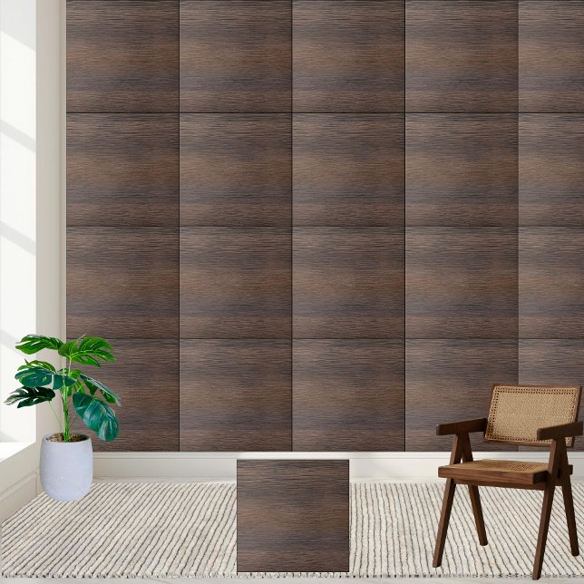Elegante Faux Wood | Grãos de madeira castanha esc (Elegant Faux Wood | Dark Brown Wood Grain Ceramic Tile)