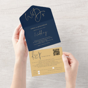 Elegante Fazemos Casamento Dourado com Marinho de